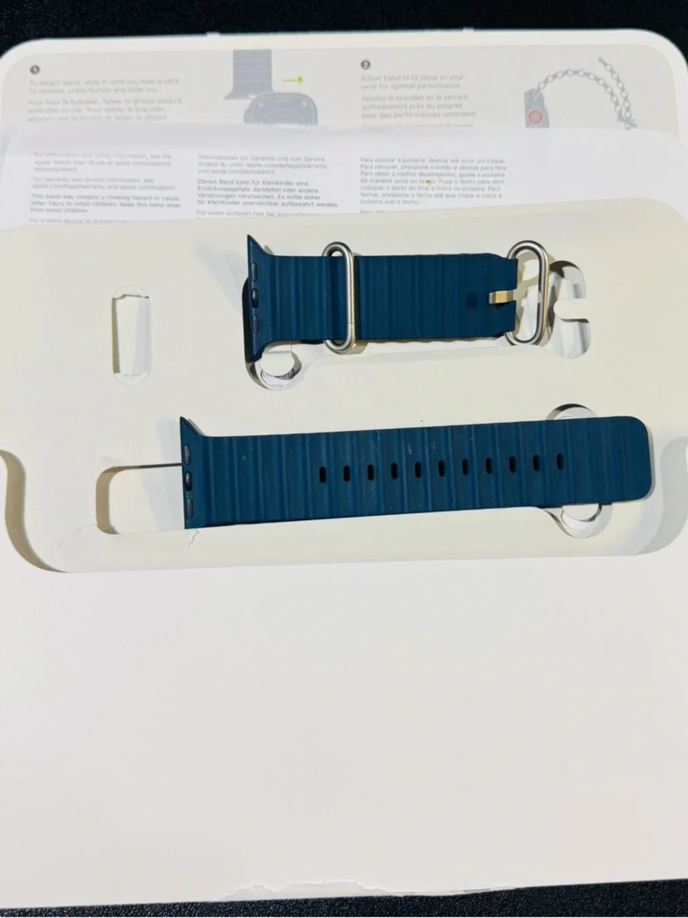 Apple Deep Blue Silicone Apple Watch Band with Silver Hardware
